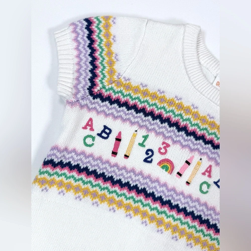 GYMBOREE Girls School Alphabet Rainbow ABC‎ Crayon Knit Sweater Dress 2T Kidcore